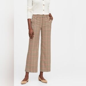Slim Wide-Leg Plaid Cropped Pant,  NWT 14